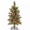 Trees * | Flash Sale National Tree 3 Pre-Lit Glittering Pine Pencil Slim Artificial Christmas Tree Multicolor Incandescent Lights Green