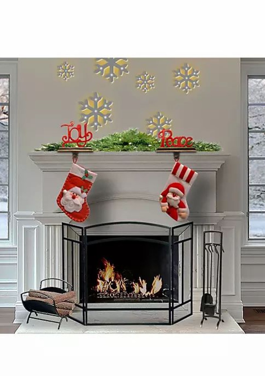 Holiday * | Best Pirce National Tree 8.75 And Black "Peace" Lette Christmas Stocking Holder Red