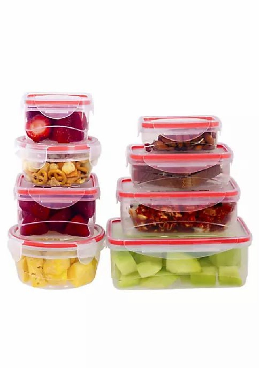 Home * | Discount Lexi Home Durable Meal Prep Plastic Food Containers With Snap Lock Lids Set Of 16 Red