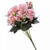 Home * | Best Sale National Tree 19 And Green Artificial Rose Flower Bouquet Pink