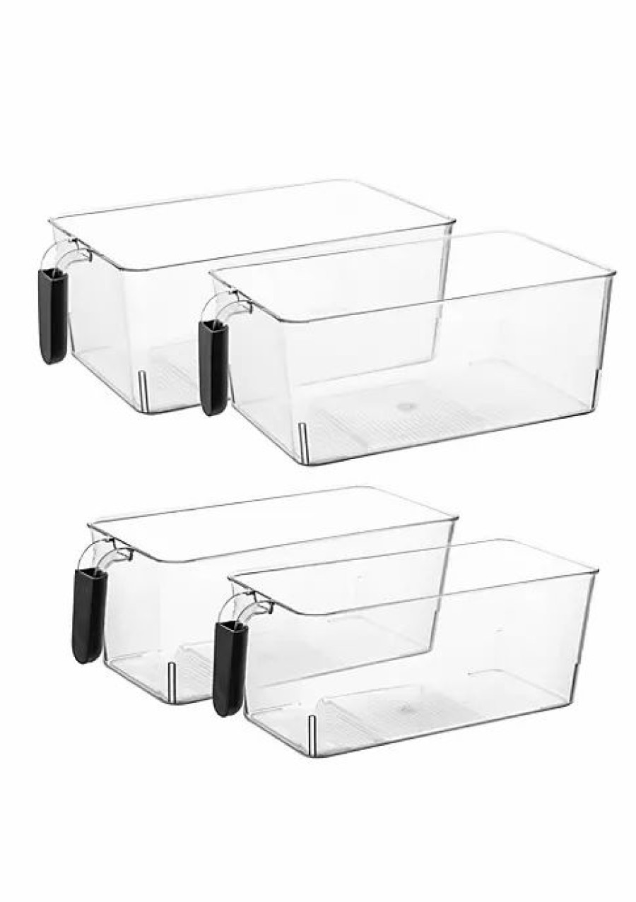 Home * | Coupon Lexi Home Eco Conscious Acrylic Fridge Organizer Bin With Handles Assorted Size- Set Of 4 Clear