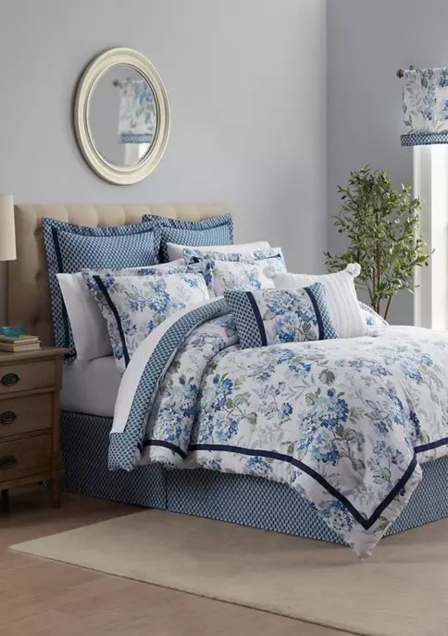 Bed & Bath * | Best Reviews Of Waverly Blushing Blooms 4 Piece Comforter Set Navy