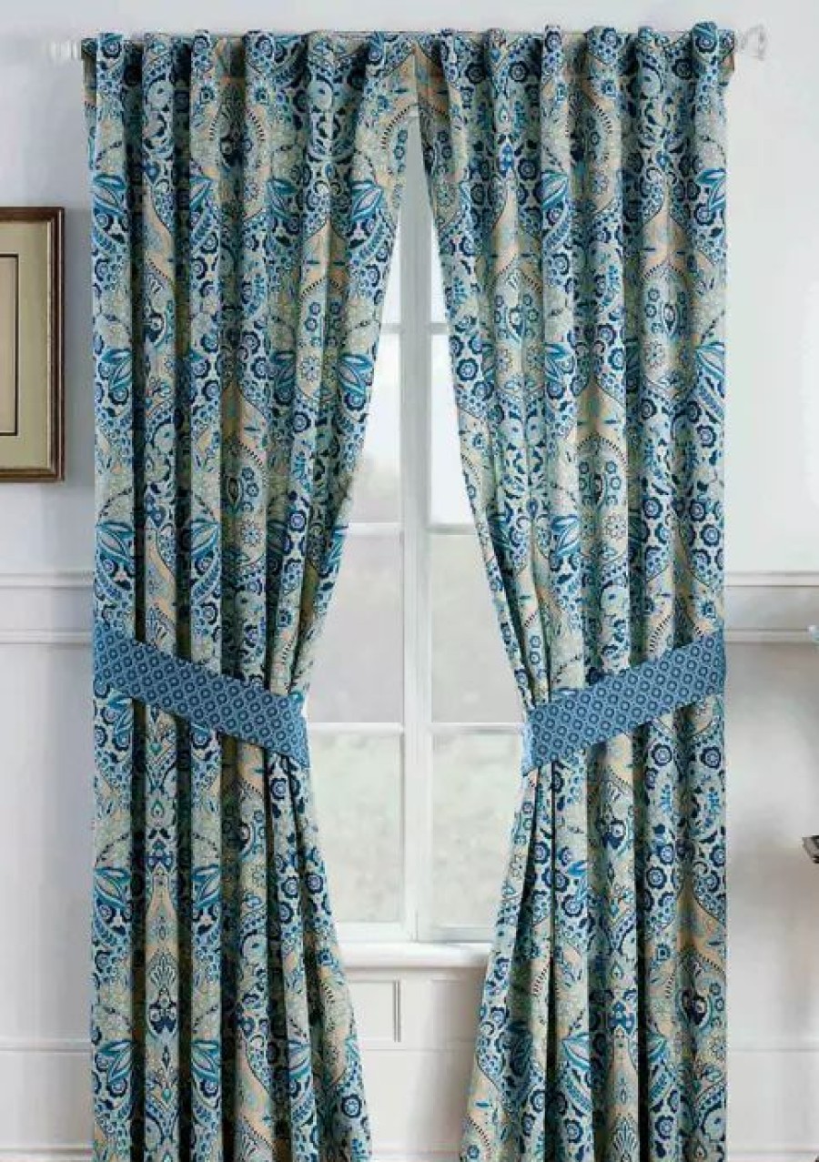 Home * | Cheap Waverly Moonlit Shadows Curtain Panel Pair Lapis