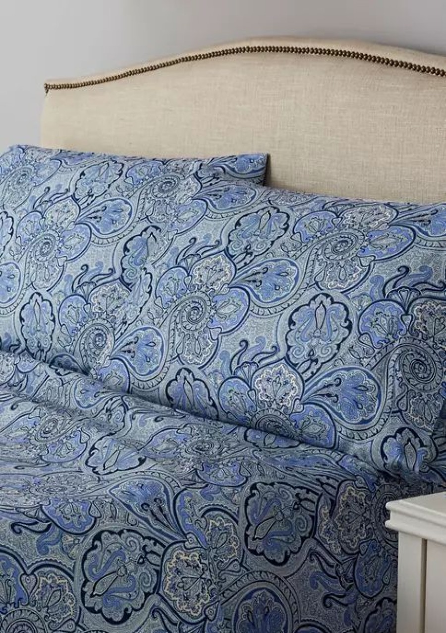 Bed & Bath * | Best Deal Waverly Paddock Shawl Sheet Set Blue