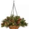 Home * | Best Deal National Tree 16 Pre-Lit Crestwood Spruce Hanging Christmas Decor With White Led Lights Green