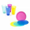 Home * | Cheapest Lexi Home Colorful Plastic Netted Tumblers And Dinner Plates Set Of 8 Pcs Assorted