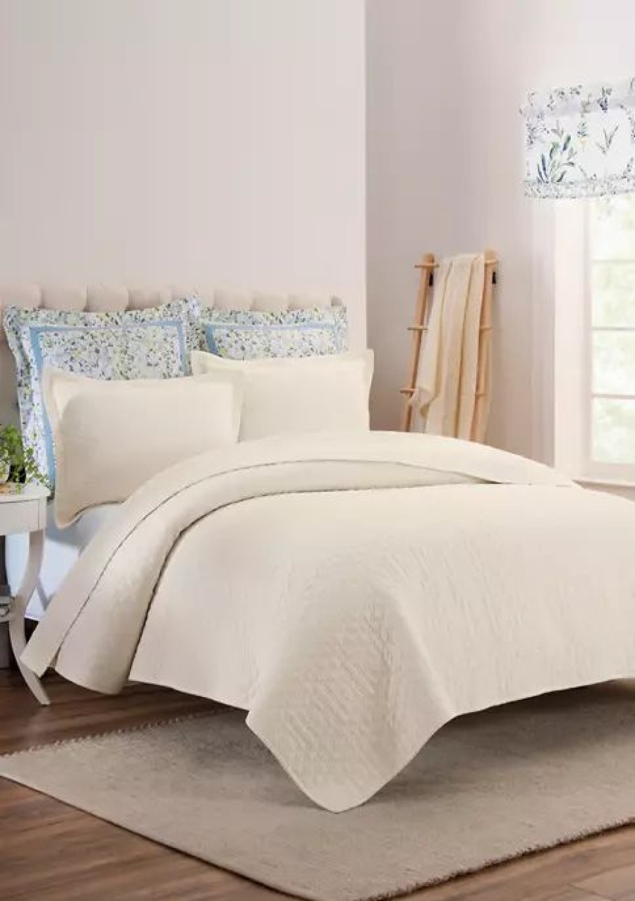 Bed & Bath * | Deals Waverly Solid Cutout Comforter Set Ivory