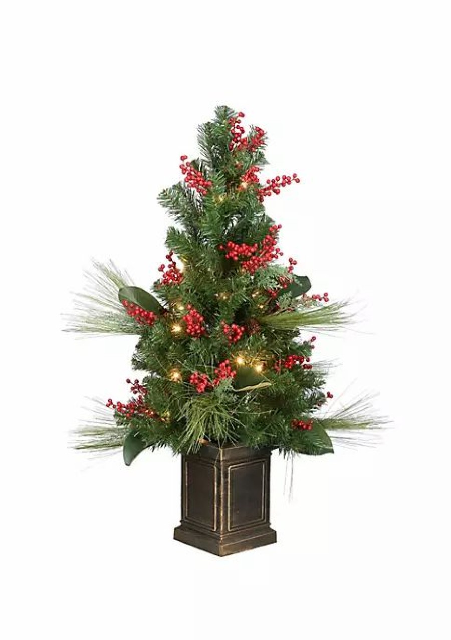 Christmas * | Cheap National Tree 4 Pre-Lit Magnolia Artificial Christmas Tree Clear Lights Green