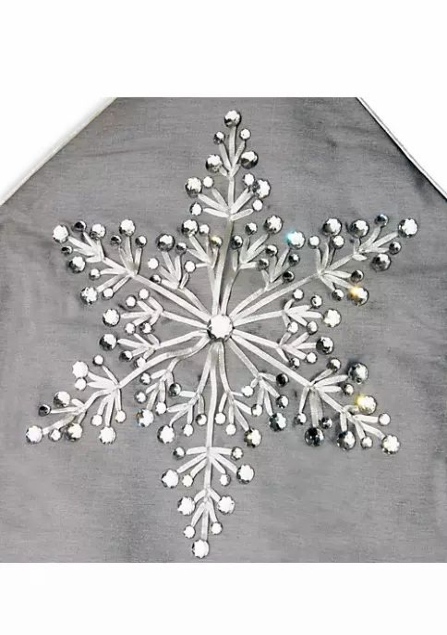 Home * | Wholesale National Tree 72 And White Snowflake Embroidered Christmas Table Runner Gray