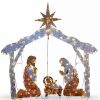 Christmas * | Coupon National Tree 72 And Brown Led Lights Nativity Scene Christmas Tabletop Decor White