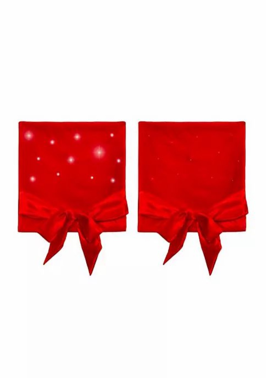 Home * | New Lexi Home Festive Christmas Holiday Decorations Set Of 2 Led Lights Dining Room Chair Covers Red Led Lights