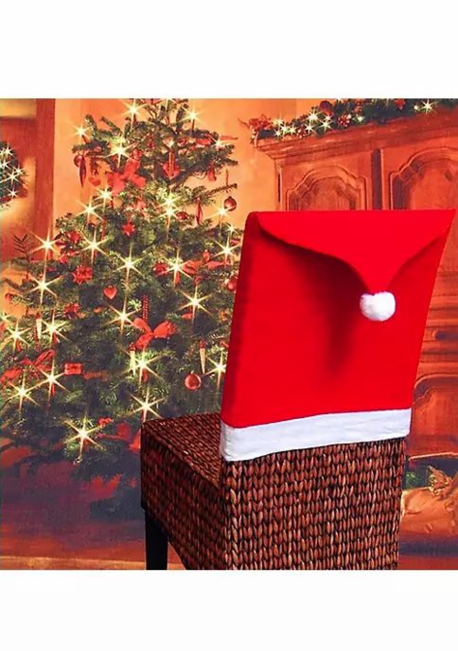 Holiday * | Budget Lexi Home Festive Christmas Holiday Decorations Set Of 8 Santa Hat Dining Room Chair Covers Red Santa Hat