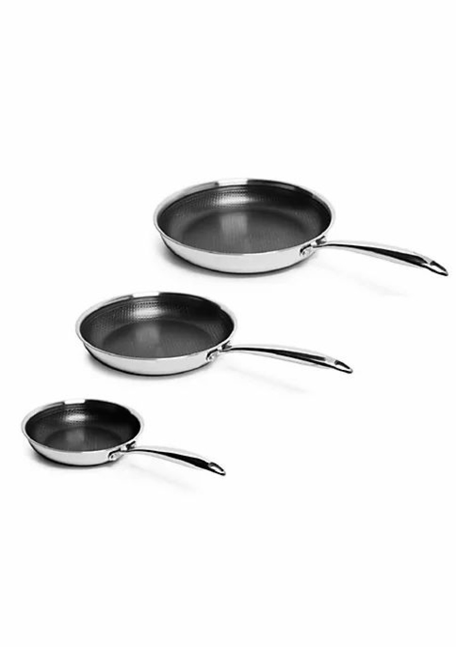 Home * | Best Deal Lexi Home Diamond Tri-Ply Kitchen 3 Piece Frying Pan Set- Nonstick Heat Resistant Kitchen Cookware For Cooking And Baking Stainless Steel