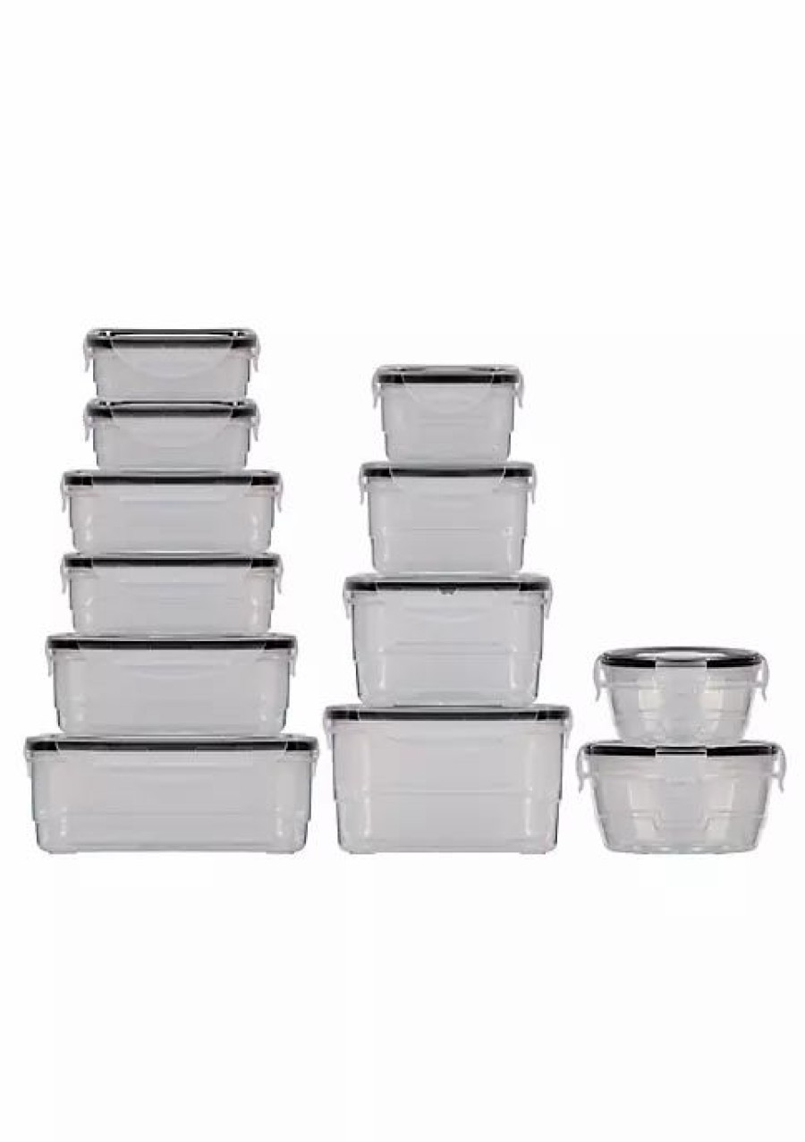 Home * | Coupon Lexi Home Durable Meal Prep Plastic Food Containers With Snap Lock Lids Set Of Black Lids/Clear Containers