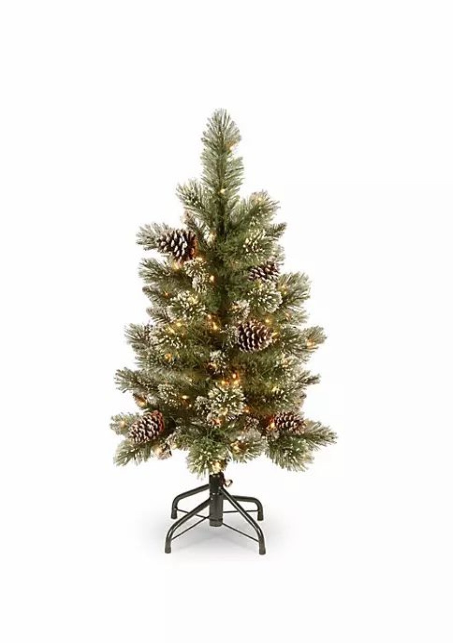 Home * | Best Reviews Of National Tree 3' Pre-Lit Glittering Pine Pencil Slim Artificial Christmas Tree Clear Lights Green