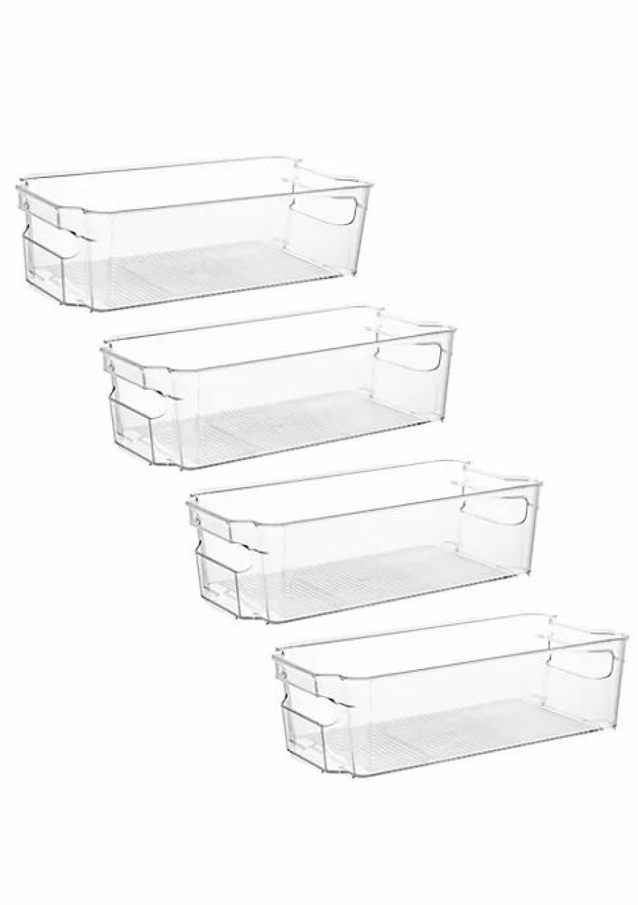 Home * | Cheap Lexi Home Eco Conscious Acrylic Fridge Organizer Tray Set Of 4 Clear