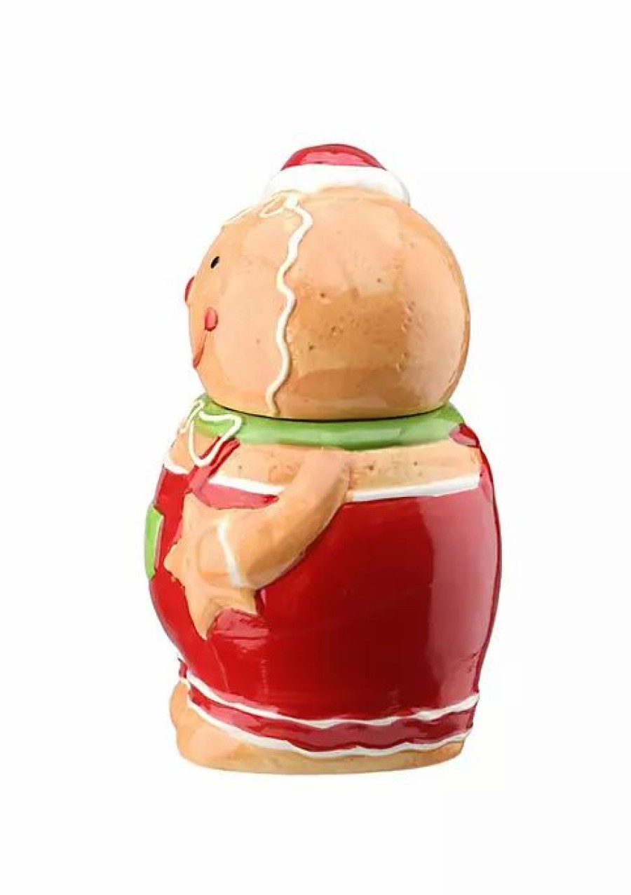 Home * | Brand New National Tree 10 And Red Gingerbread Man Cookie Jar Christmas Decor Beige