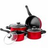 Home * | Coupon Lexi Home 7 Piece Carbon Steel Nonstick Petite Cookware Set Red Assorted