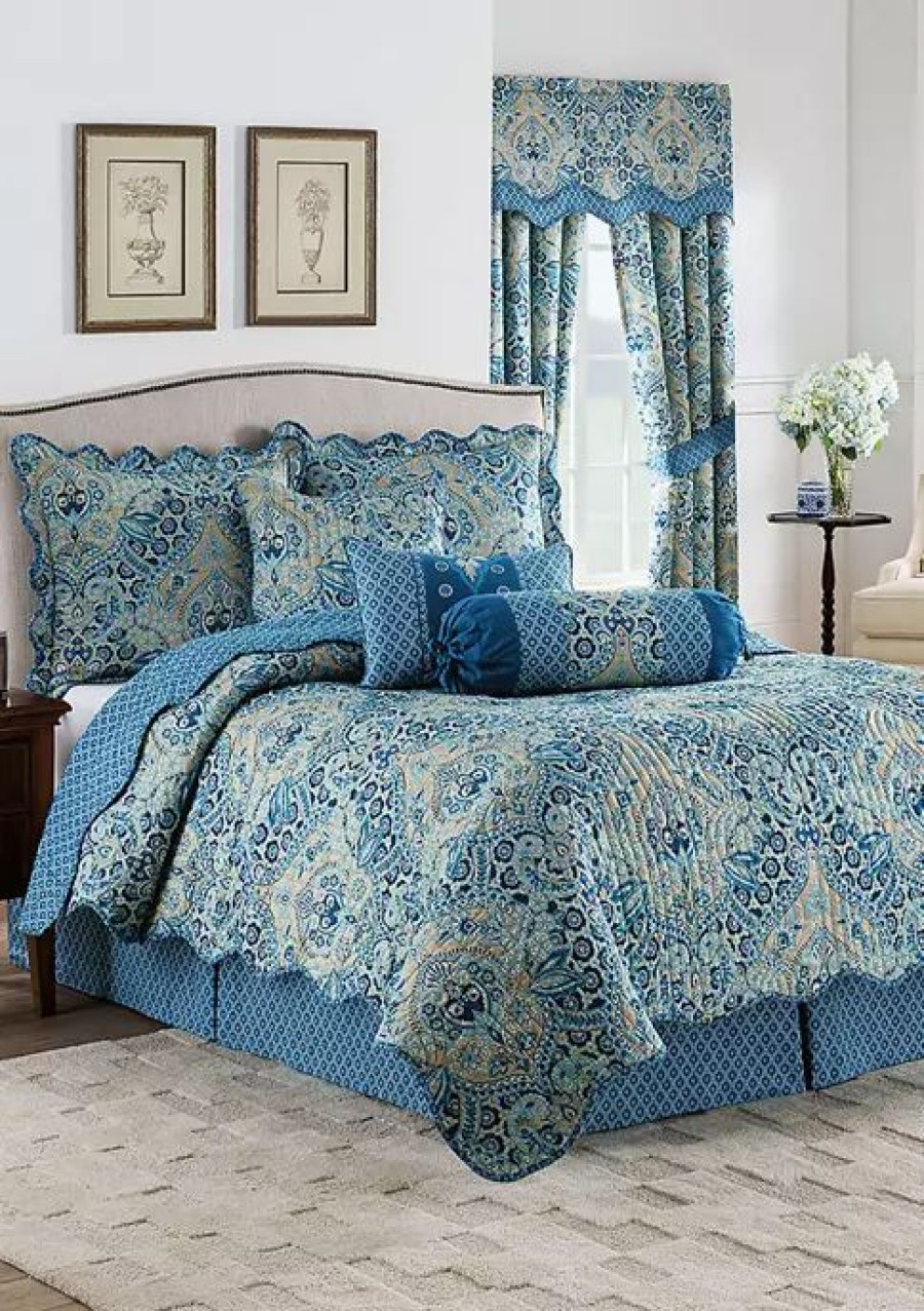 Bed & Bath * | Promo Waverly Moonlit Shadows Quilt Set Lapis