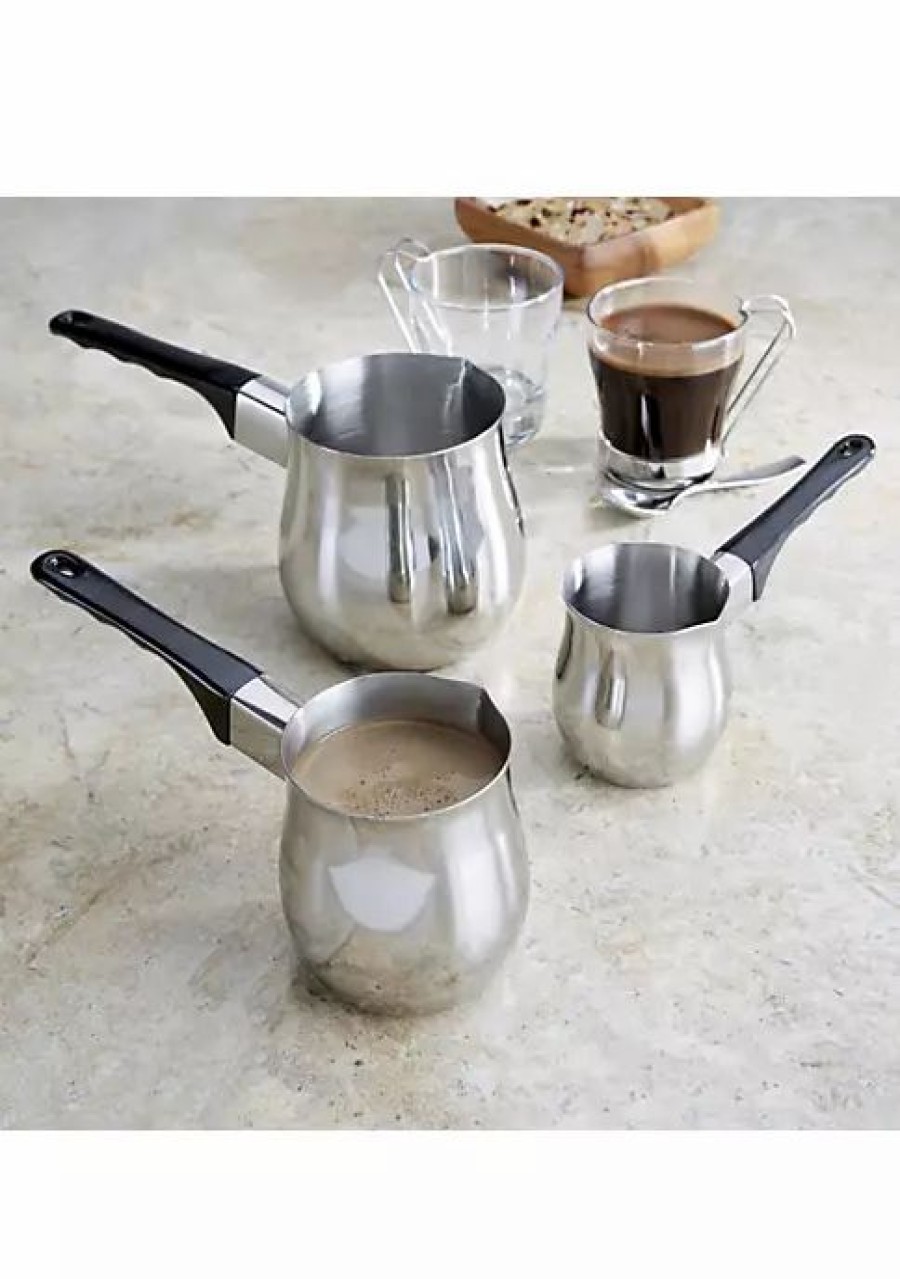 Home * | Best Sale Lexi Home 3 Pc. High Quality Stainless Steel Turkish Coffee Maker, Milk Warmer Set Metallic