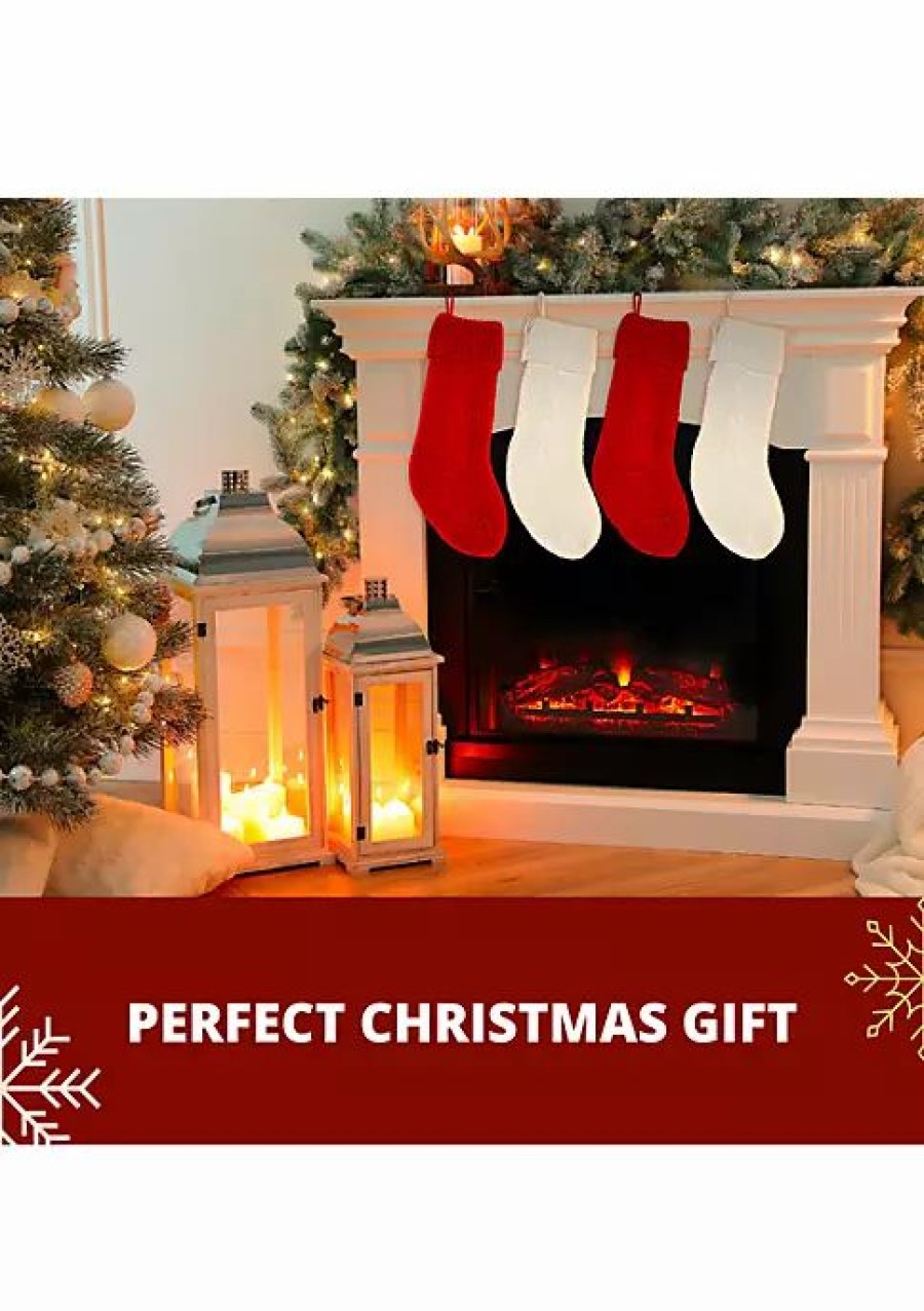 Holiday * | Hot Sale Lexi Home Large Christmas Holiday Stockings Set Of 4 Assorted Cable Knit Stockings Assorted (2 Red & 2 Cream Stockings)