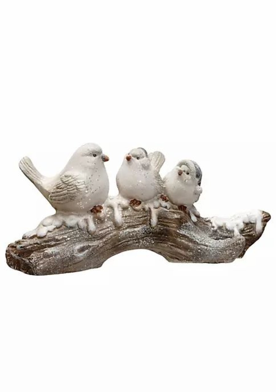 Home * | Discount National Tree 22.25 Handcrafted Christmas Birds On A Branch Tabletop Decor White