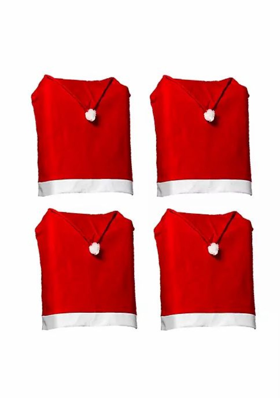 Holiday * | Cheapest Lexi Home Festive Christmas Holiday Decorations Set Of 4 Santa Hat Dining Room Chair Covers Red Santa Hat