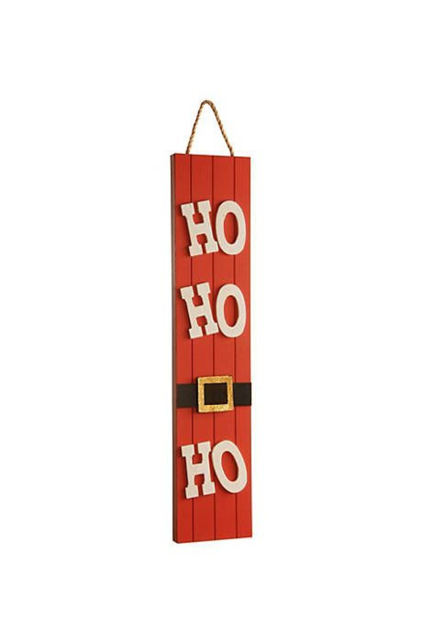 Home * | Deals National Tree And White "Ho Ho Ho" Rectangular Wall Art Decor 27.75 X 5.75 Red