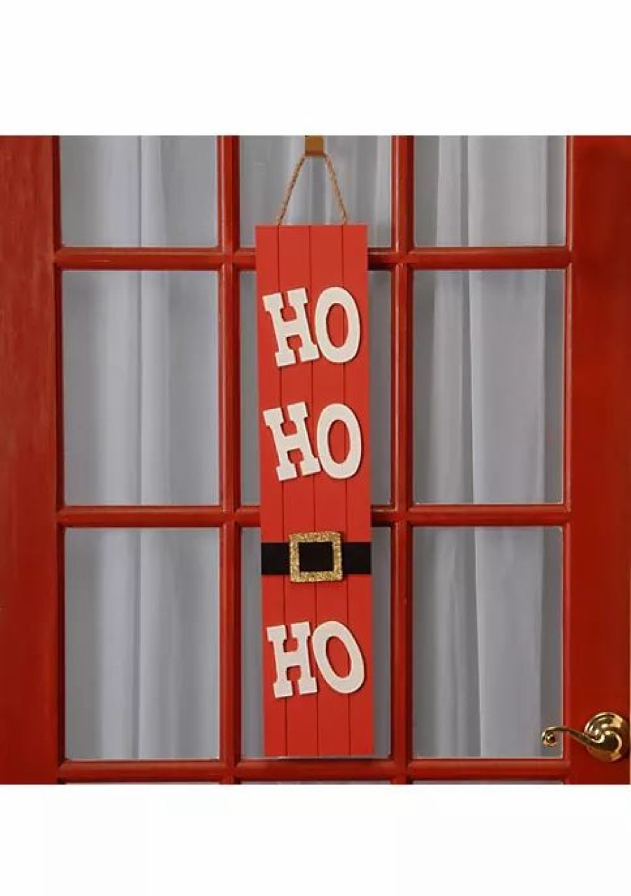 Home * | Deals National Tree And White "Ho Ho Ho" Rectangular Wall Art Decor 27.75 X 5.75 Red