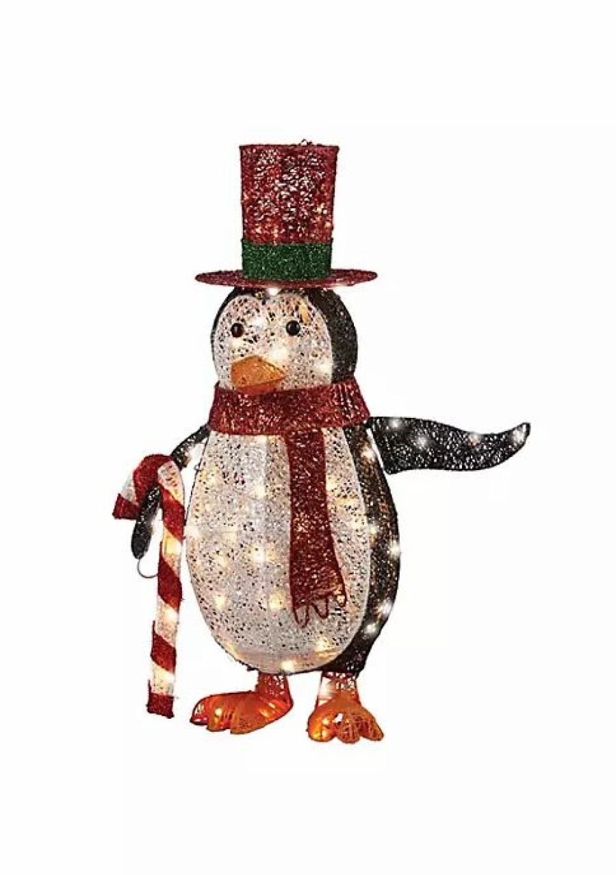 Home * | Best Sale National Tree 36 And Black Penguin Christmas Decor With Led Lights White