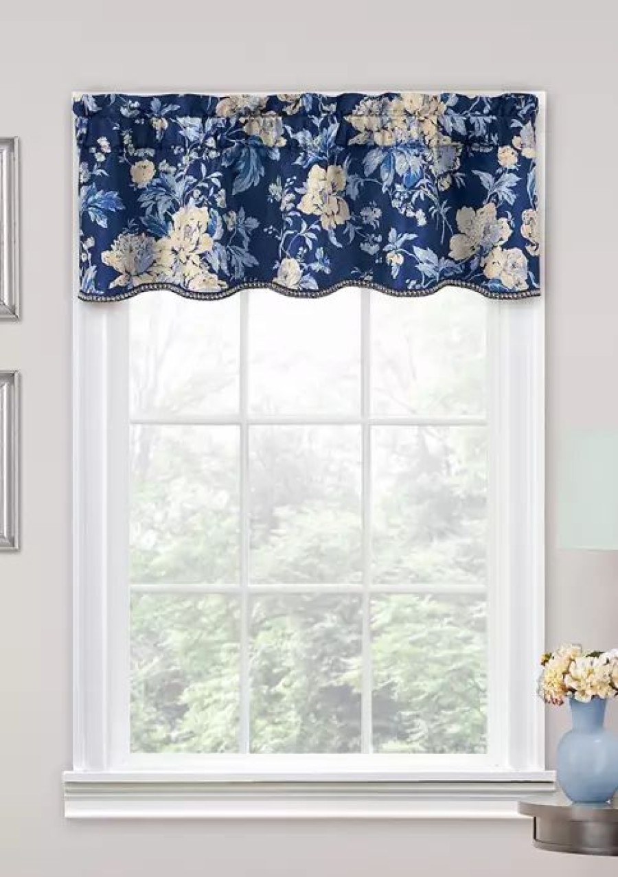 Home * | Best Deal Traditions By Waverly Forever Yours Floral Window Valance Indigo