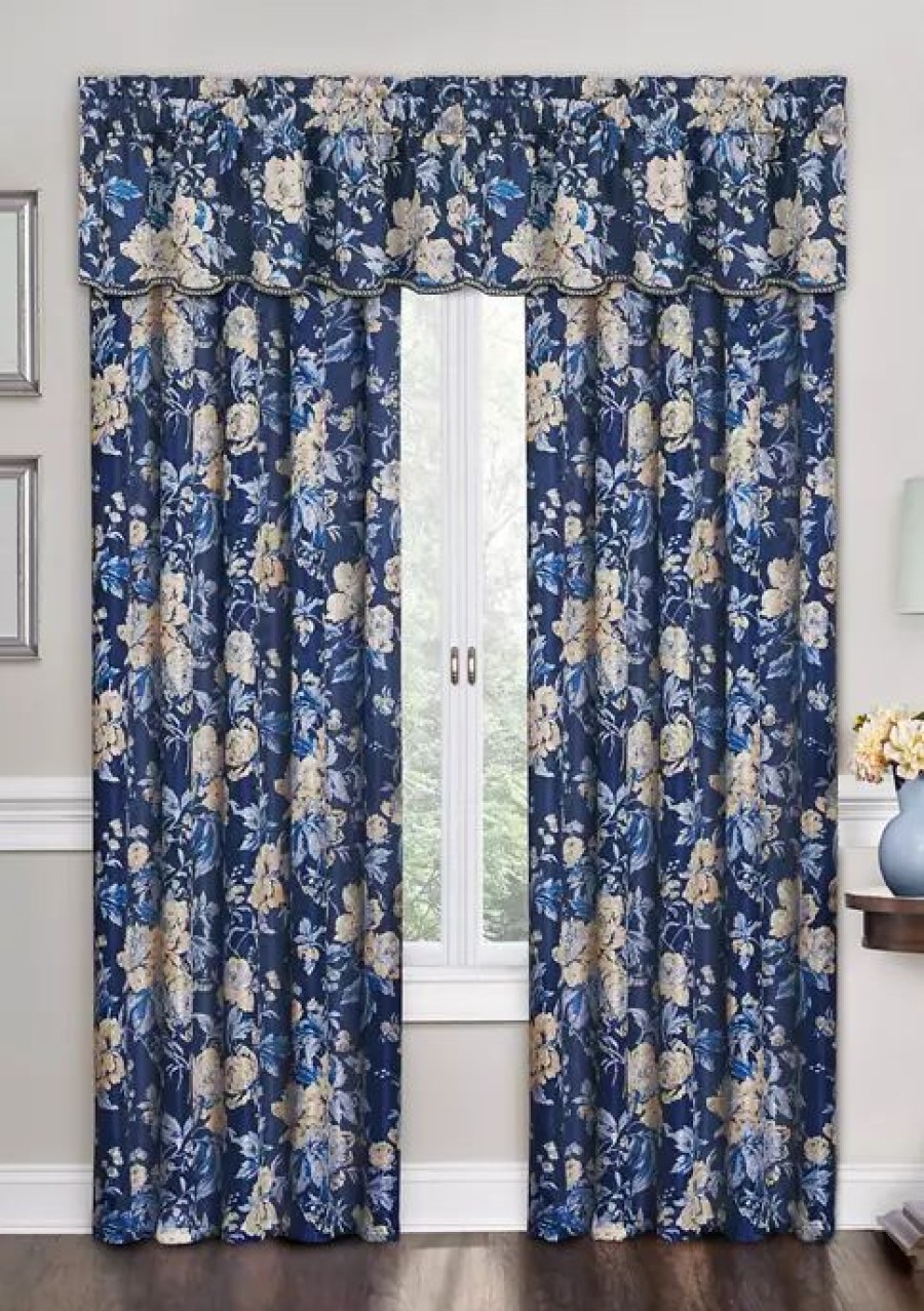 Home * | Best Deal Traditions By Waverly Forever Yours Floral Window Valance Indigo