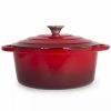 Home * | Outlet Lexi Home Enameled Ombre 5 Qt Cast Iron Dutch Oven Red