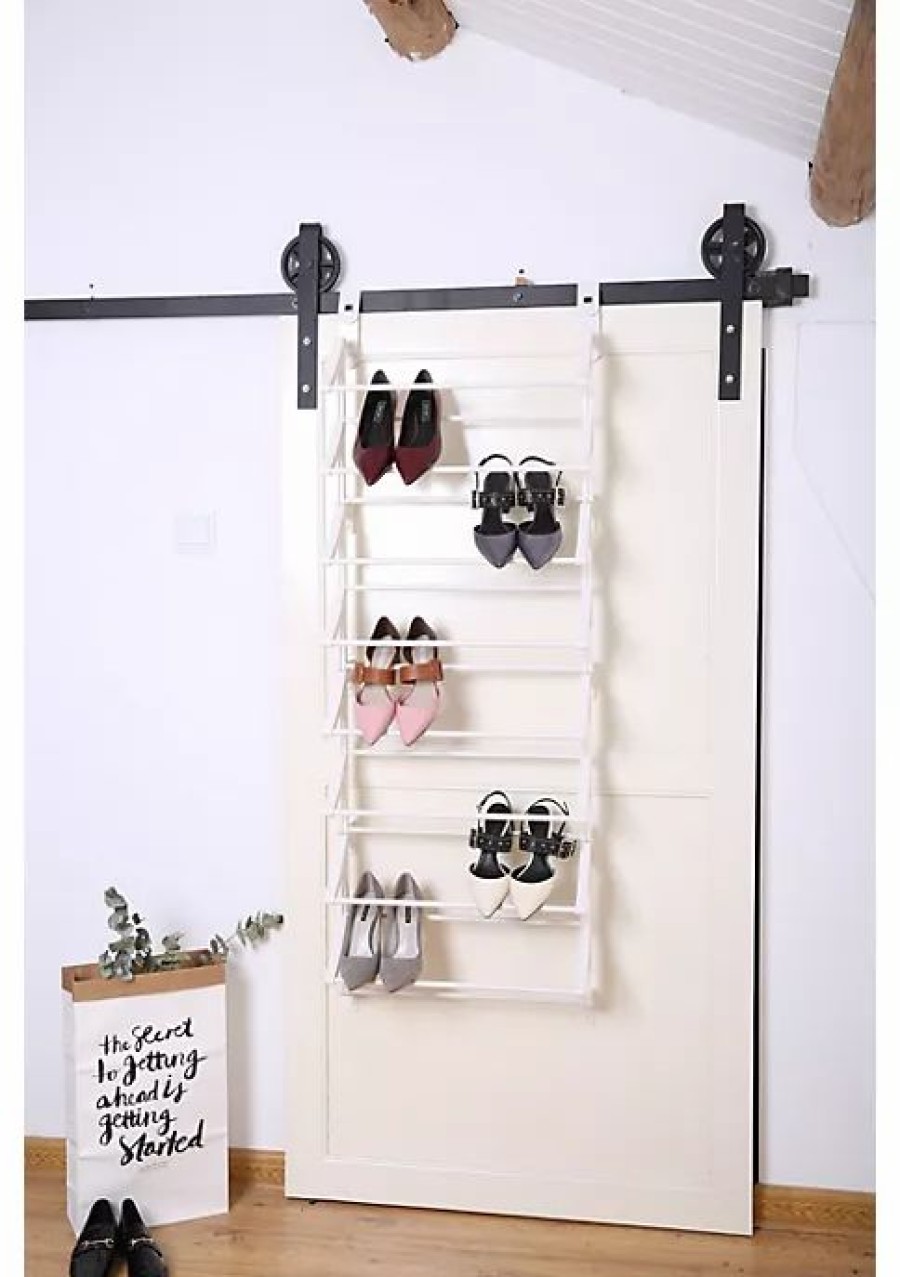 Home * | Outlet Lexi Home Shoe Rack 24 Pair Over The Door 8 Tier White