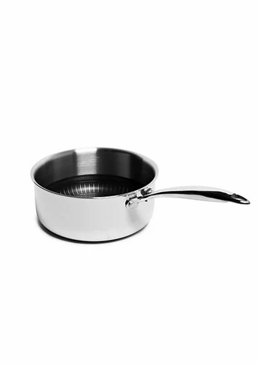 Home * | Hot Sale Lexi Home Diamond Tri-Ply Kitchen 2.7 Qt. Saucepan With Glass Lid Nonstick Heat Resistant Kitchen Cookware For Cooking And Baking Stainless Steel