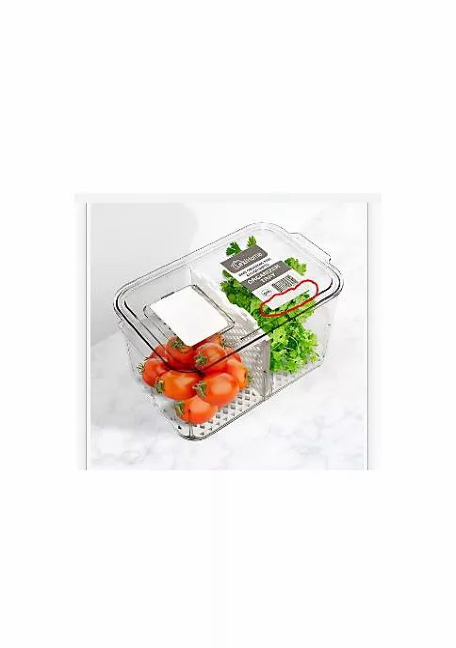 Home * | New Lexi Home Eco Conscious Acrylic Fridge And Cabinet Vented Veggie Organizer With Inner Shelves Clear