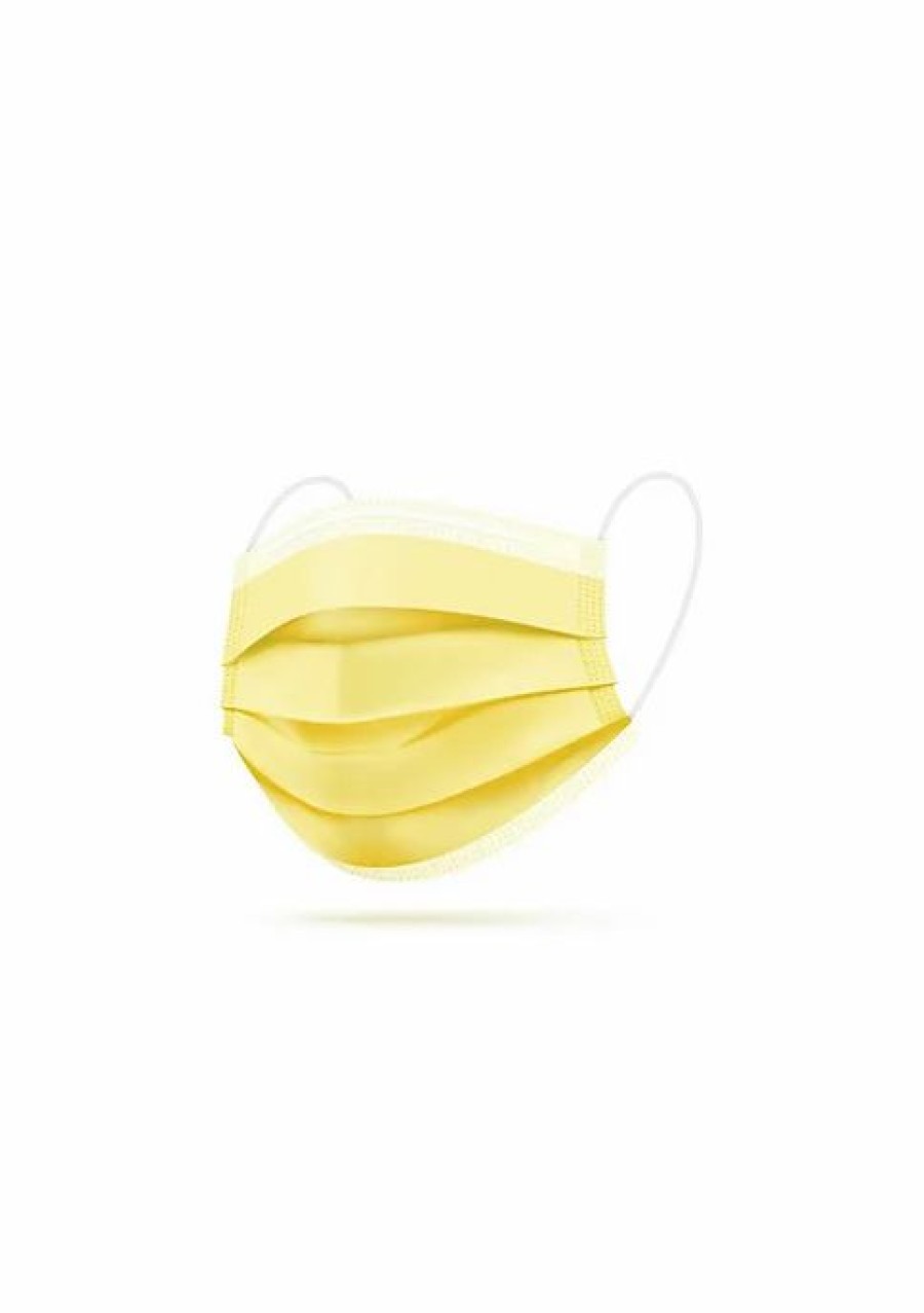 Small Accessories * | Top 10 Lexi Home Adult 3 Ply Disposable Face Masks-Individually Wrapped 50 Pack Yellow