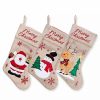 Holiday * | Deals Lexi Home Large Christmas Holiday Stockings Set Of 3 Rustic Burlap Emroidered Santa And Friends Stockings Assorted