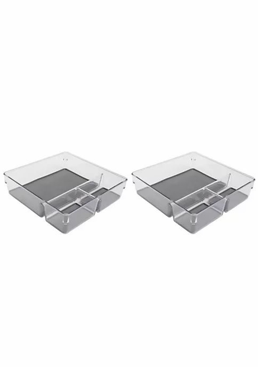 Home * | Deals Lexi Home Eco Conscious 3 Compartment Acrylic Organizer Tray Set Of 2 Clear