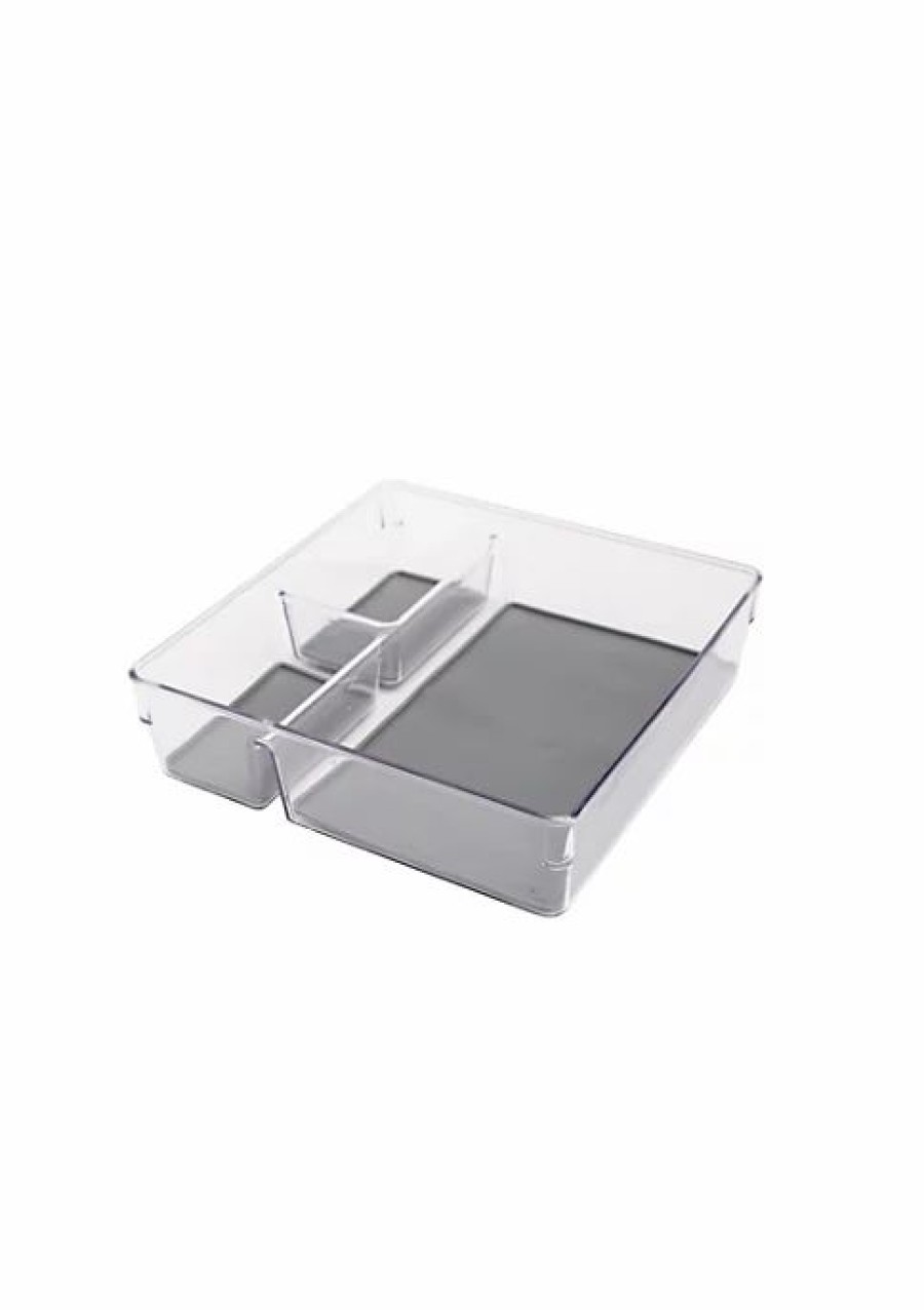 Home * | Deals Lexi Home Eco Conscious 3 Compartment Acrylic Organizer Tray Set Of 2 Clear