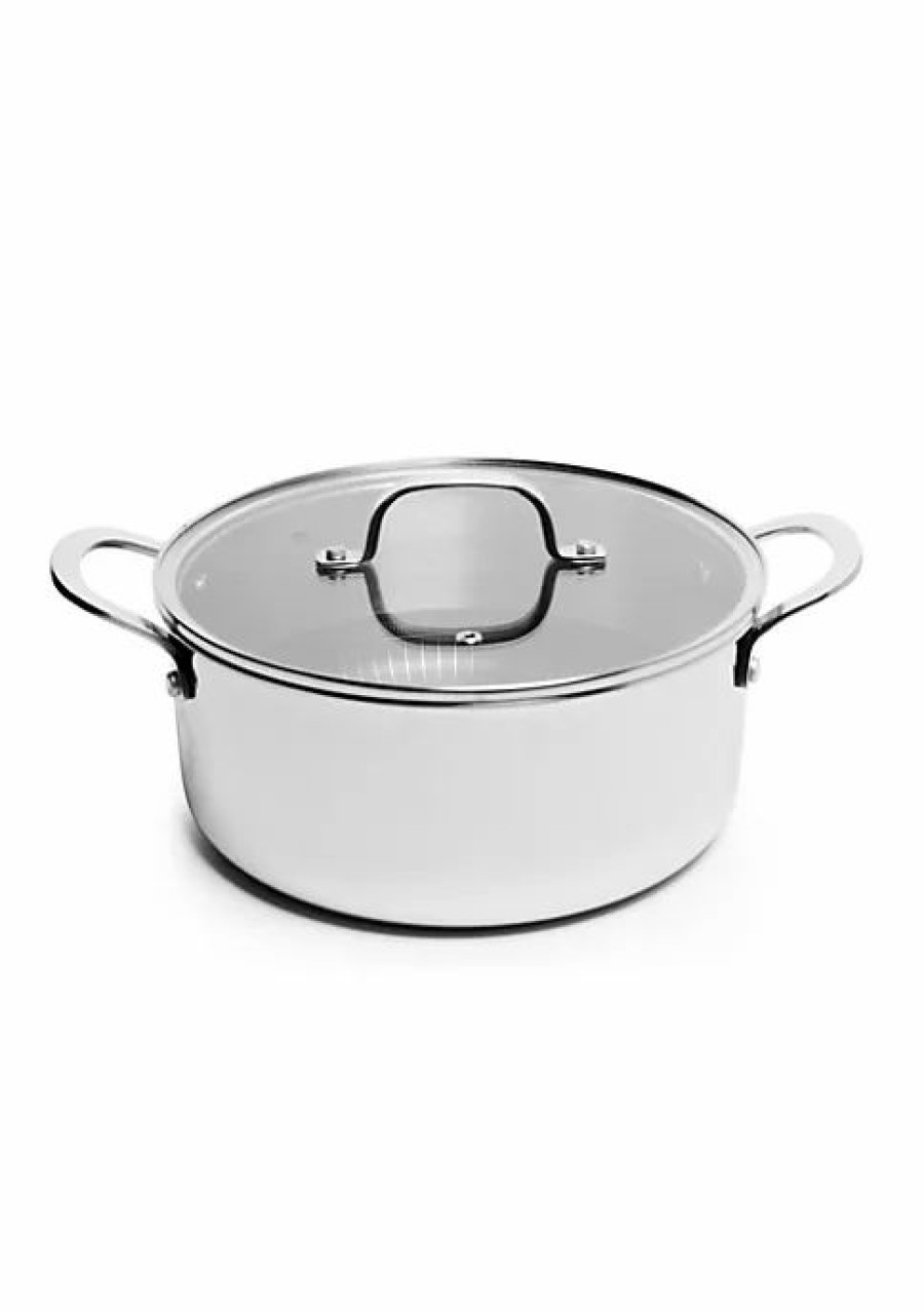 Home * | Brand New Lexi Home Diamond Tri-Ply Kitchen 4.8 Qt Dutch Oven Casserole With Glass Lid- Nonstick Heat Resistant Kitchen Cookware Stainless Steel