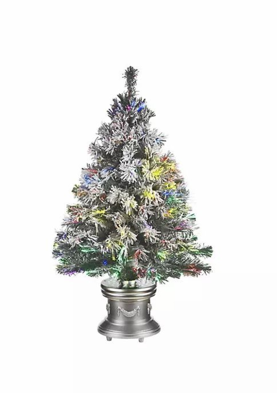 Trees * | Buy National Tree 36 And White Ever Flocked Christmas Tree Tabletop Decor Green