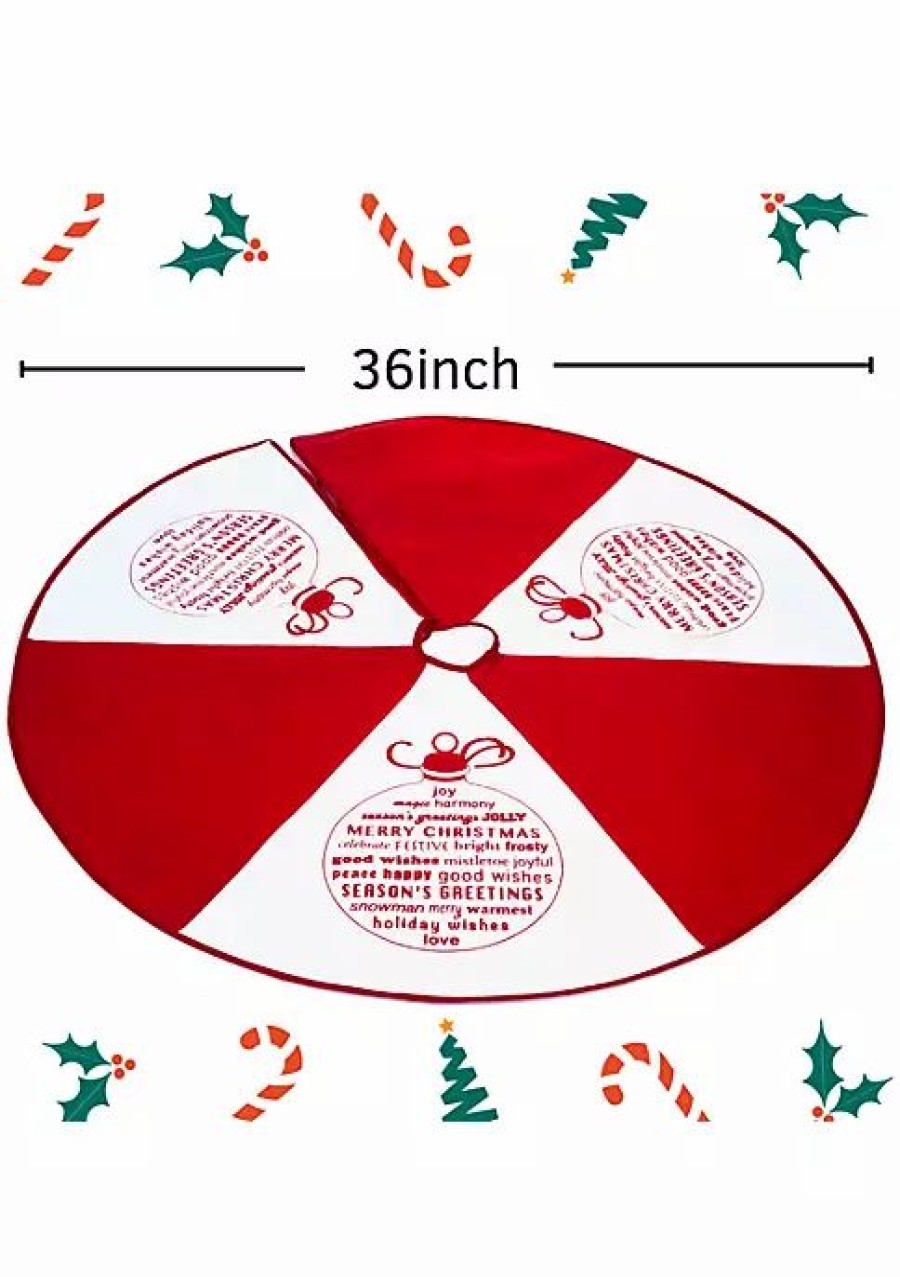 Holiday * | Brand New Lexi Home 36 In. Red And White Seasons Greetings Christmas Tree Skirt Red/White