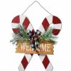 Home * | Best Pirce National Tree And White "Welcome" Holiday Wall Sign Decor 16 X 15 Red