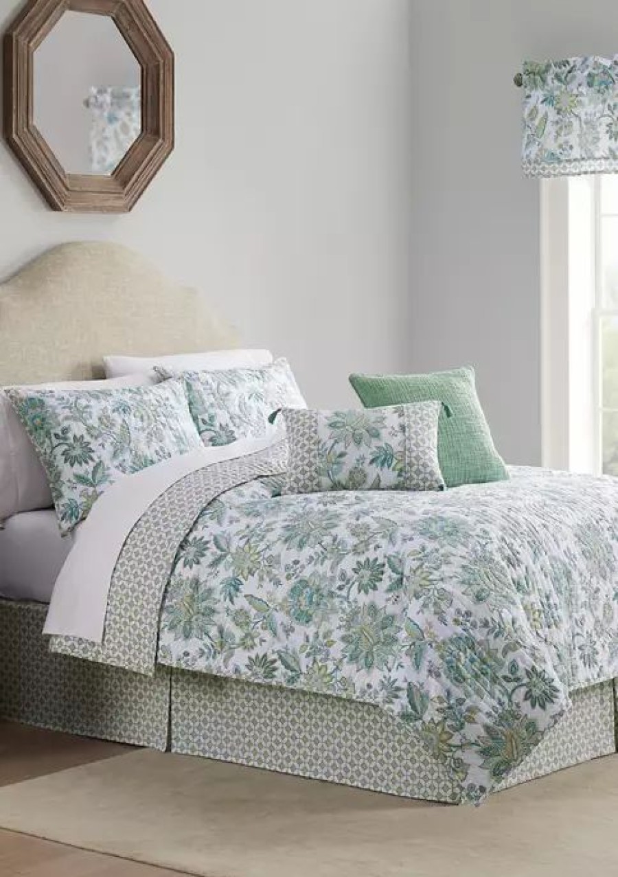 Bed & Bath * | Budget Waverly Sabine Quilt Set Mint Julep