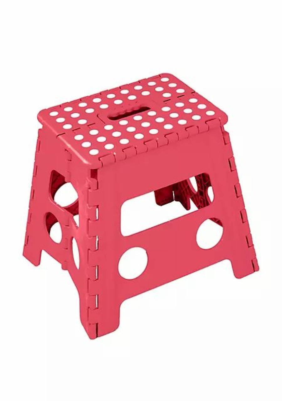 Home * | Deals Lexi Home Foldable Space Saving Step Stool 12 Inch Red