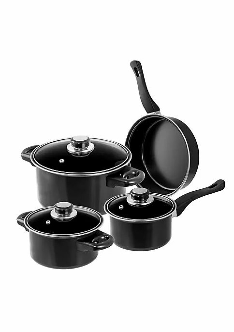 Home * | Cheapest Lexi Home 7 Piece Carbon Steel Nonstick Petite Cookware Set Black