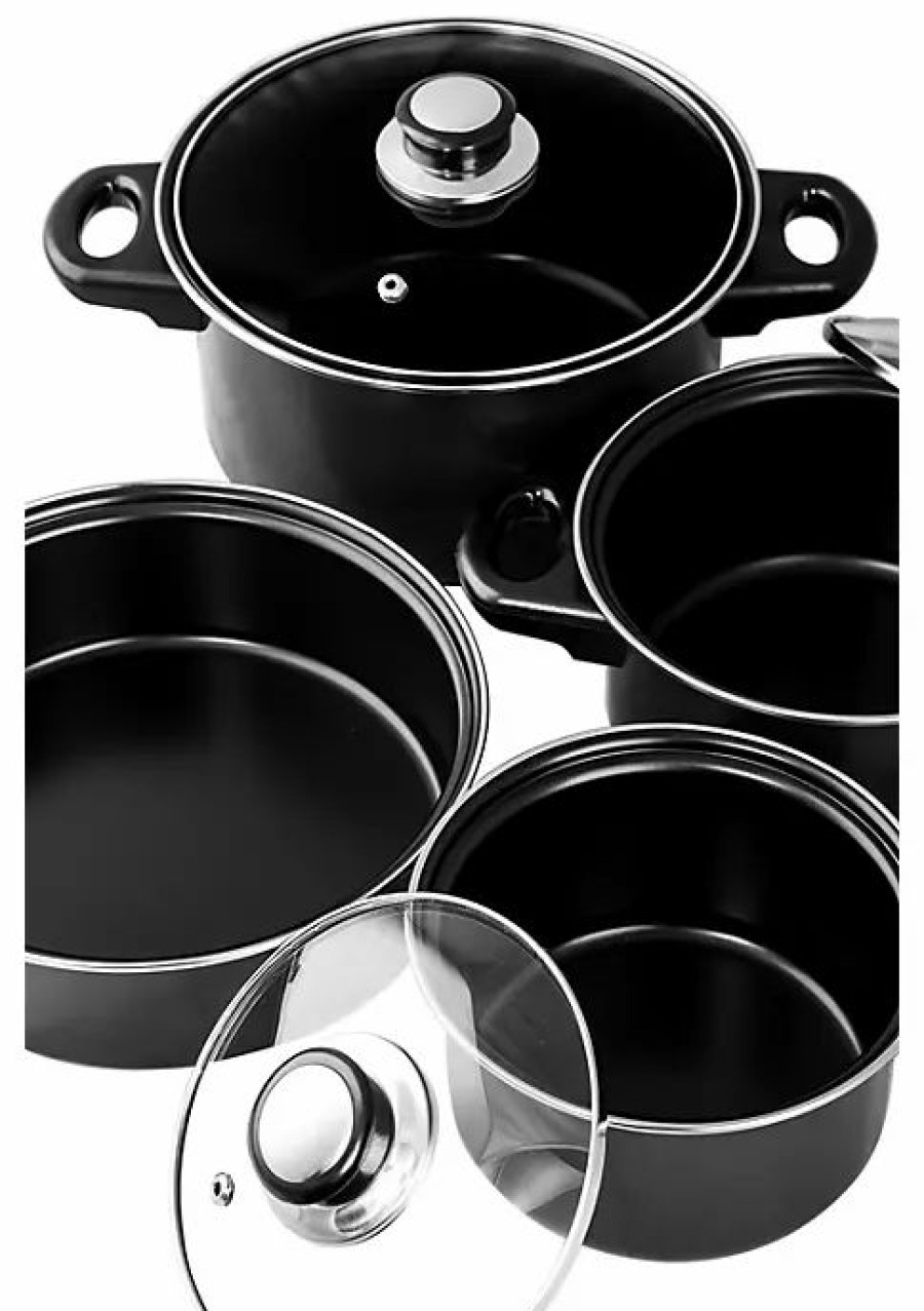 Home * | Cheapest Lexi Home 7 Piece Carbon Steel Nonstick Petite Cookware Set Black