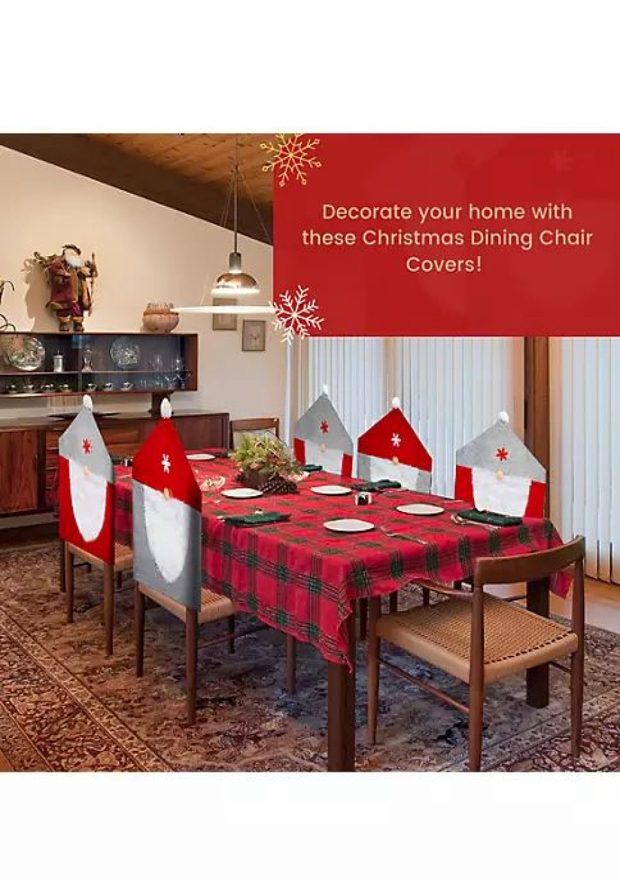 Holiday * | Buy Lexi Home Festive Christmas Holiday Decorations Set Of 4 Gnome Dining Room Chair Covers