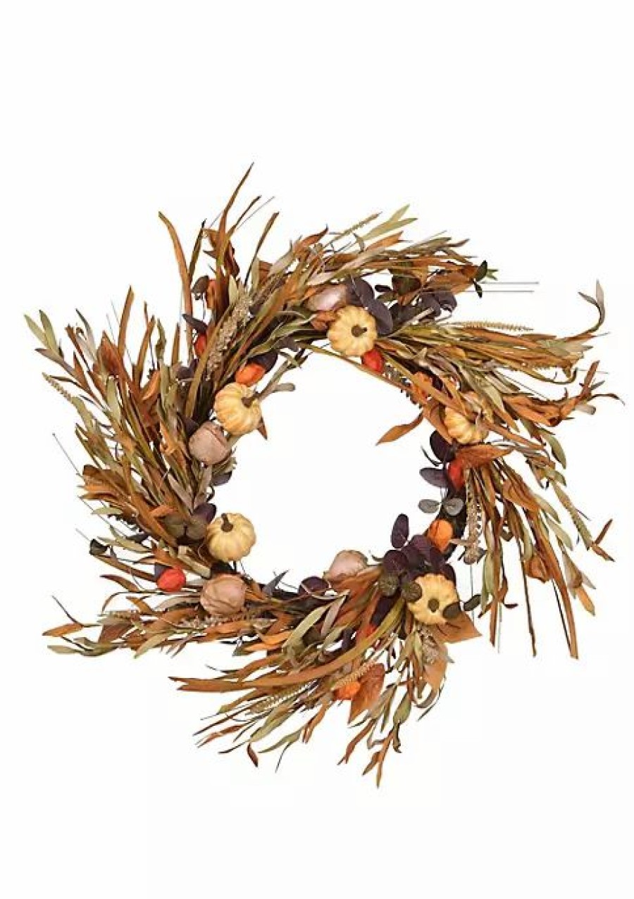 Home * | New National Tree And Brown Harvest Themed Artificial Autumn Wreath 24-Inch Unlit Orange